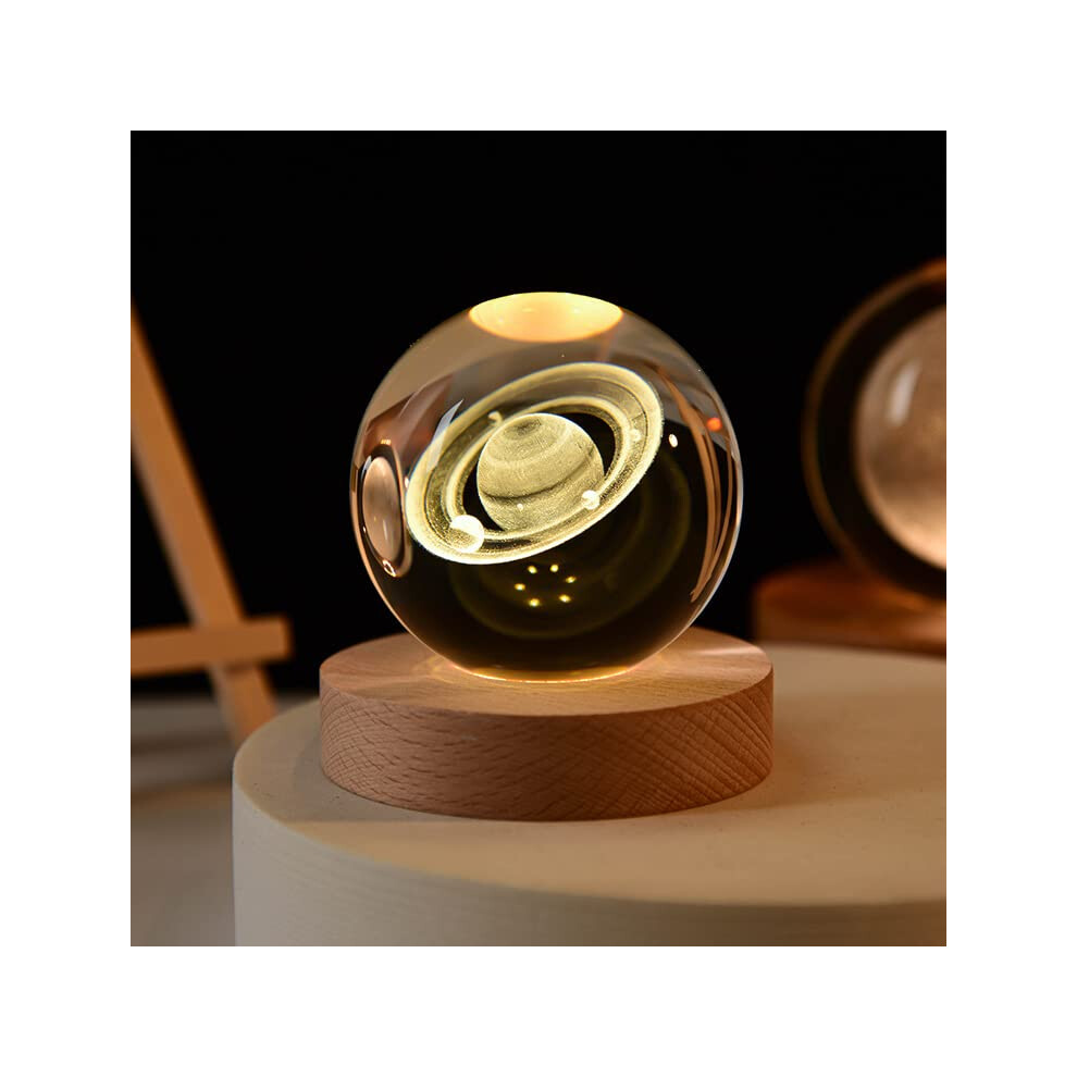 Calming Stellar Spheres Galaxy Night Light, 3D Saturn and Moon Crystal Ball, Home Decor, Relaxation Gift-image-OPC-PJHDZJX-NEW