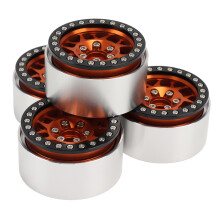 4 Stück 1,9-Zoll-Felgen orange CNC Beadlock SCX10 90046