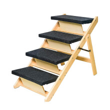 Dog Stairs Ramp for SUV - Foldable Wooden Pet Stairs for Small Dogs and Cats - Solid Wood Climbing Ladder for Pets