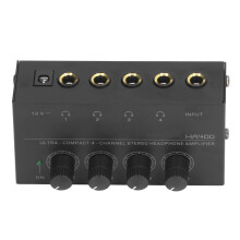 HA400 Ultra Compact 4-Channel Stereo Headphone Amplifier, Low Noise, UK Plug