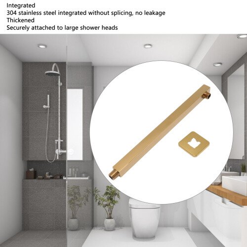Quadrate wandmontierter Duscharm, Edelstahl, Gold 2