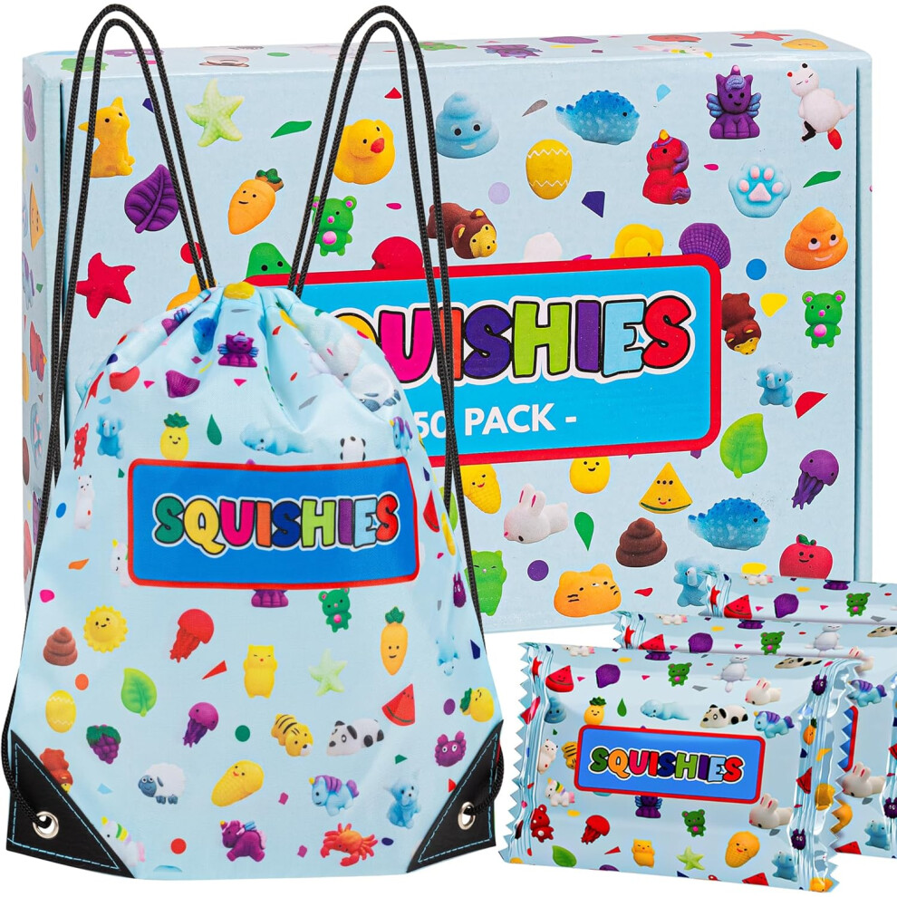 Karids 50 Pack Mochi Squishy Toys Individually Wrapped With Backpack