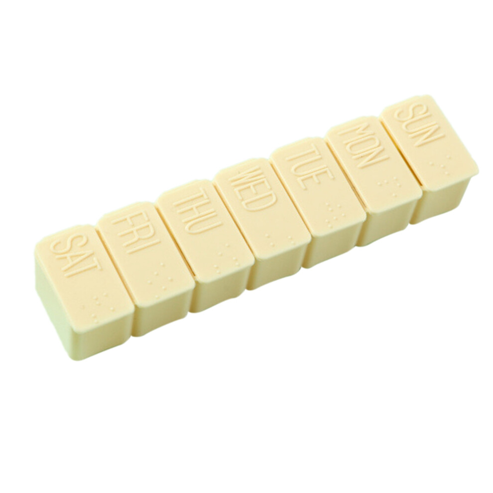 Beige 7 Compartments Weekly Medicine Box - 20G, Pp Tablet Organizer