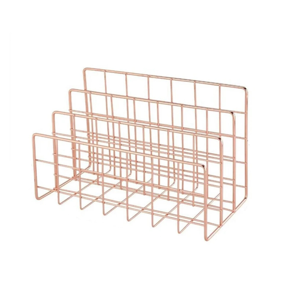 Metal Mesh Desk Organizer - Rose Gold Letter Sorter, File Organizer for Office, Home, and Book Supports-image-OPC-PJHF6Q2-NEW