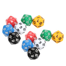 Kunststoff-Würfel-Set, 12 Stück, 20-seitig, in 6 Farben, für Unterricht & Brettspiele