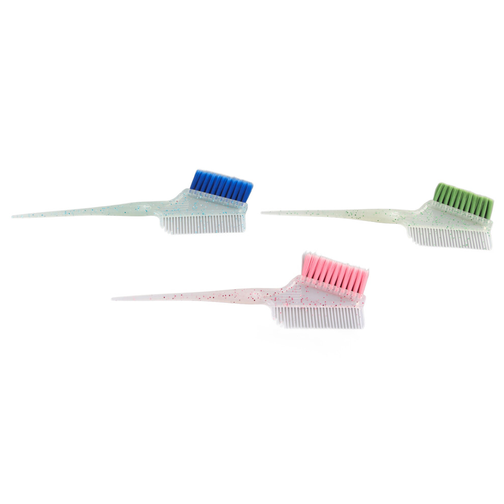 Soft Nylon Highlighting Hair Brush Set - 3pcs Double Sided with Glitter Handle