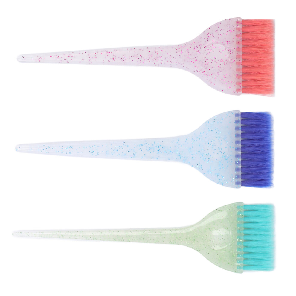 3pcs Hair Highlighting Brush Set with Soft Nylon Bristles & Glitter