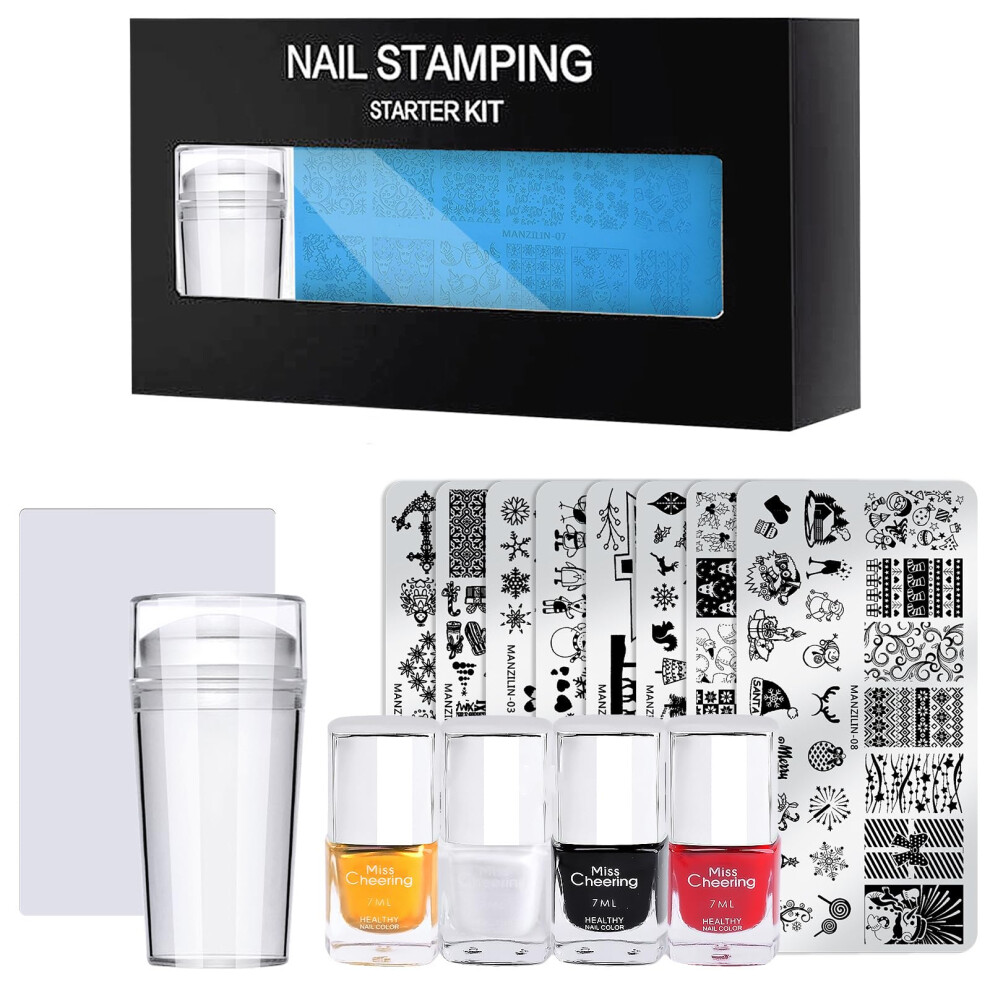 Christmas Nail Stamp Template Silicone Stamper Scraper Winter Snowflakes Nail Art Plate for DIY Manicure