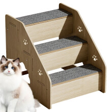 Pet Stairs for Small Dogs - Portable Wooden Dog Steps, Wear-Resistant Pet Stairs for Couch, 3-Step Design, Easy to Use