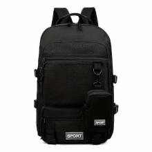 (Black) Multi Functional Travel Backpack, Large Capacity Laptop Schoolbag, Casual Mesh Outdoor Hiking Bag With Coin Purse