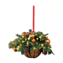 (MINT GREEN) 1pcs Wooden Christmas Flower Basket Hanging Ornaments Artificial Pine Cone Pendant Xmas Tree Decor For Home 2024 New Year Gifts
