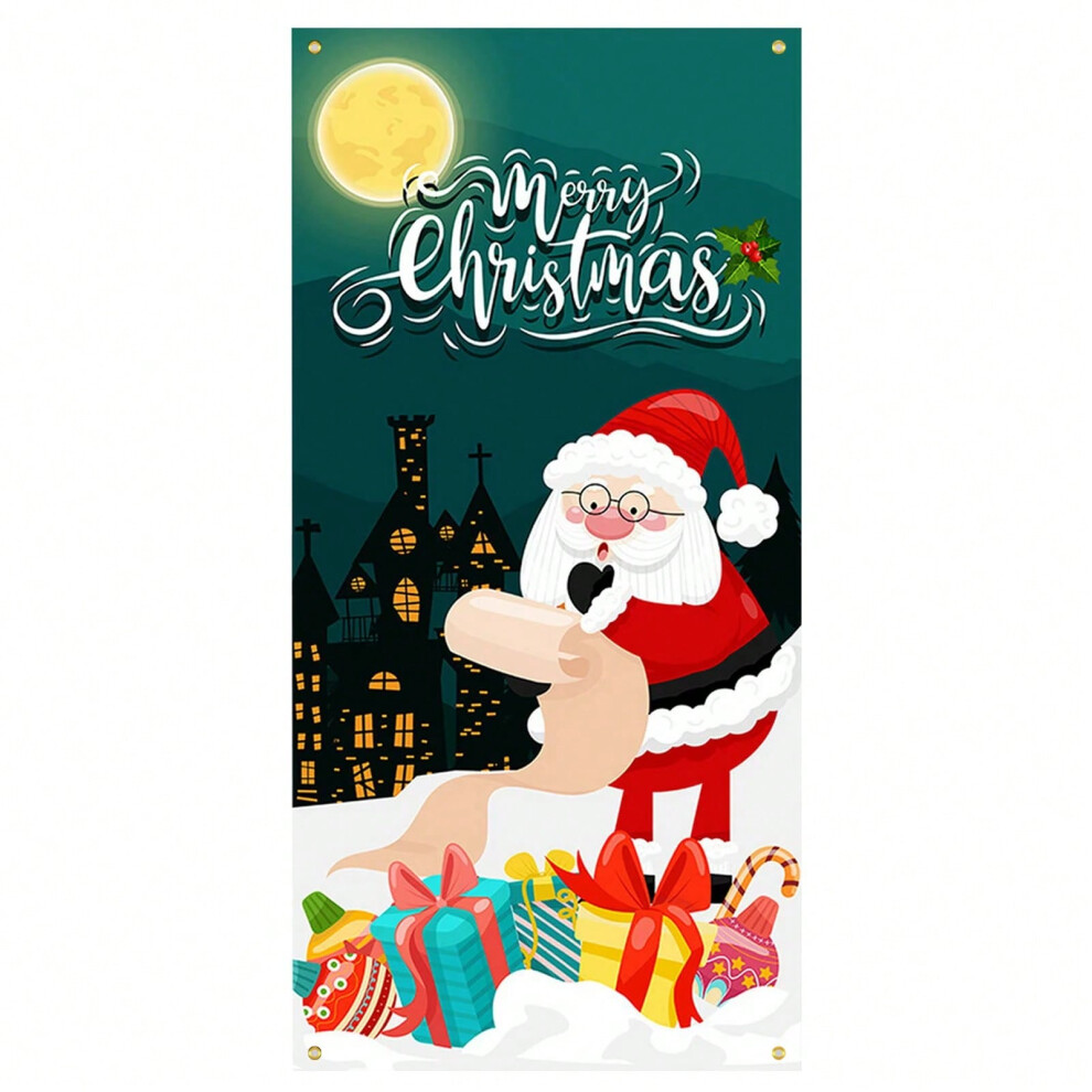 (G) Christmas Door Christmas Door Cover Dog Xmas Tree Gift Decor Outdoor Photo Door Curtain Creative Christmas Hanging Cloth Blanket-image-OPC-PJHFGB6-NEW
