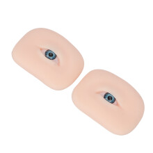 1 Paar weiches Silikon-Augenmodell, flexibel, 5D, zum Üben von Piercings, Nähten, Make-up, Anleitungen, blauer Augapfel