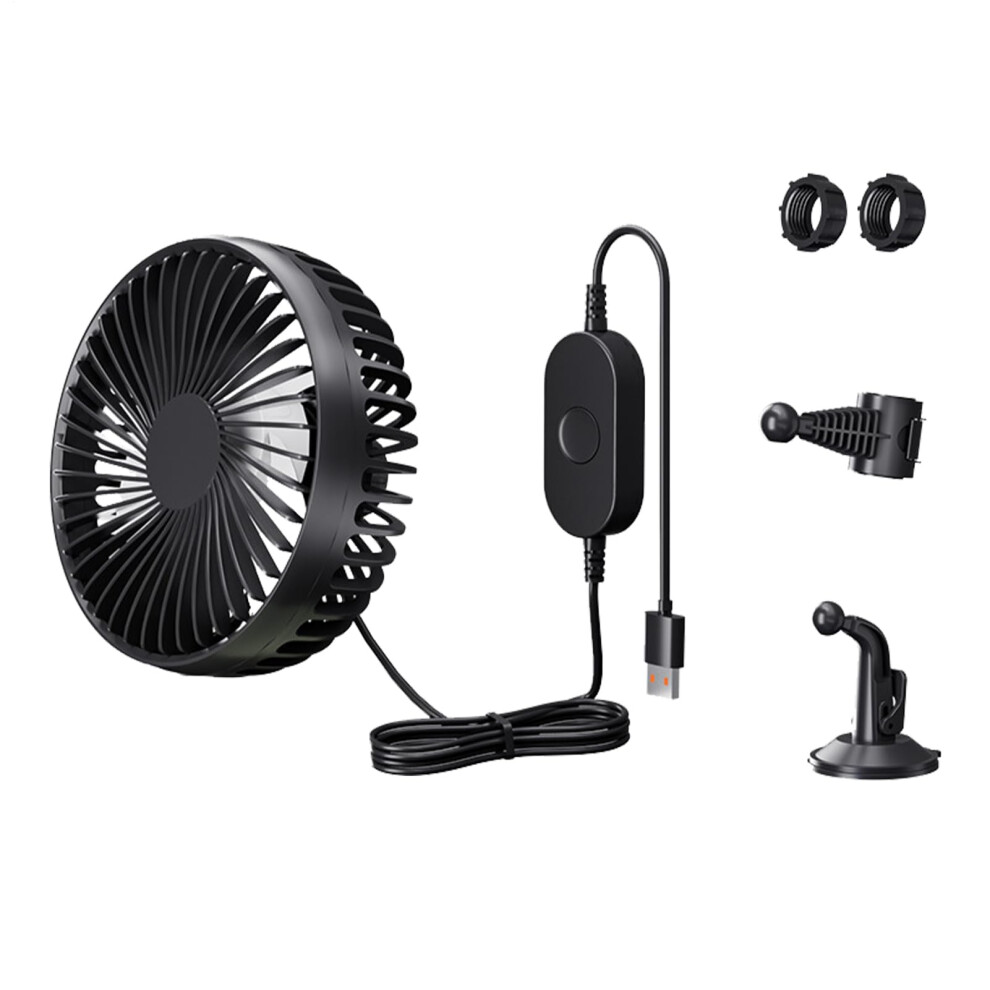 Car Seat Cooling Fans For Rear Seat | Usb Rechargeable Car Fan With 3-Speed Air Circulation, Black 6947110967462