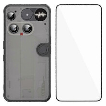(Black) Compatible For Nothing Phone (3) 5G Case with Screen Film WANLONFENG FD Series Skin Touch TPU PC Phone Back Cover