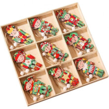 (A)18 Pieces Wooden Christmas Decor Pendant Ornaments Wooden Ornaments for Decorating Your Christmas Tree