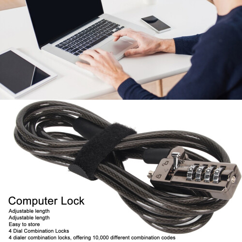 Anti-Theft PVC Laptop Lock Cable with 4-Dial Combination for Safety 2