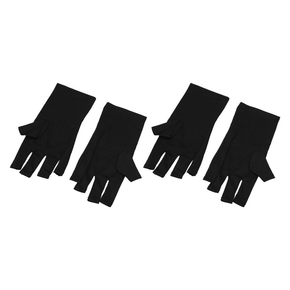UV Gloves Fingerless Nail Art UV Blocking Gloves Black, Elastic & Durable