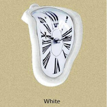(White)Creative desk type twisted clock melted clock table corner clock Roman numeral clock right angle retro deformed time and space clock