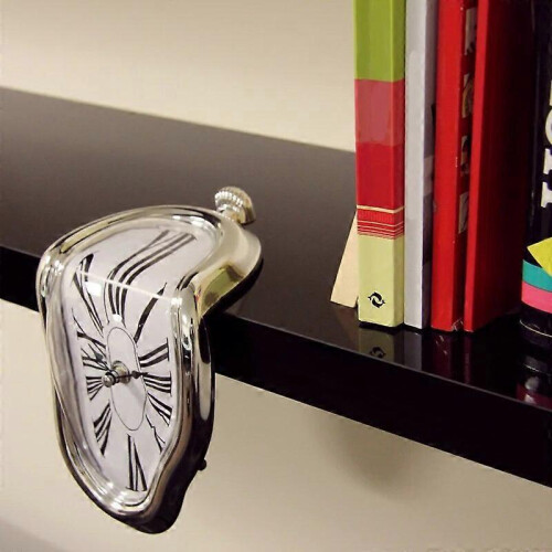 (White)Creative desk type twisted clock melted clock table corner clock Roman numeral clock right angle retro deformed time and space clock 2