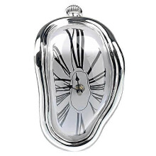 (silver)Creative desk type twisted clock melted clock table corner clock Roman numeral clock right angle retro deformed time and space clock