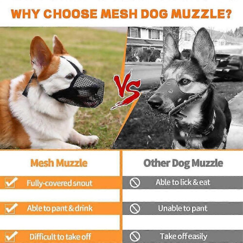 (S,grey)Adjustable Breathable Safety Dog Muzzle Anti-biting Anti-barking Anti-chewing Mesh Muzzles 2
