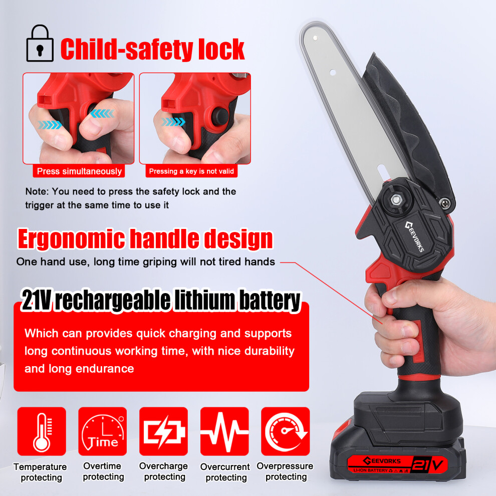 21V 6-inch Cordless Pruning Chainsaw, Lightweight, Battery Included-image-OPC-PJHG5VT-NEW