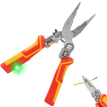 9-in-1 Wire Stripper with Voltage Tester, 1.7-3 mm Cable Stripper, Multi-Function Pliers for Stripping and Winding
