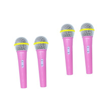 4 Pieces Microphone Toy Set Pink Plastic Simulation Microphone for Kids Stage Play 18x5cm Model with Funny Message