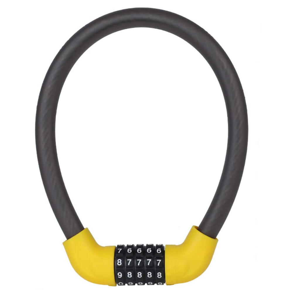 Cable Lock Resettable 5 Digit Code Composite Steel Anti Shear 57 Cm Yellow For Road And Mountain Bikes 310 G 6482260508320