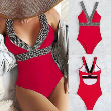 (XL, S0167) Lebanghui Push Up Women Swimsuit One Piece Sexy Swimwear Women Bath Suit Stitch Detail One-pieces Swimming Suit Bathing Suits