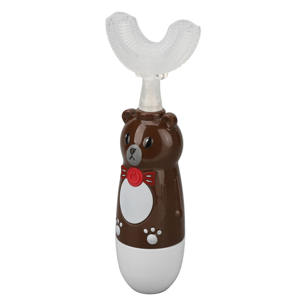 Kids U-Shaped Silicone Sonic Electric Toothbrush, 3 Heads, 6-12 Years, Brown