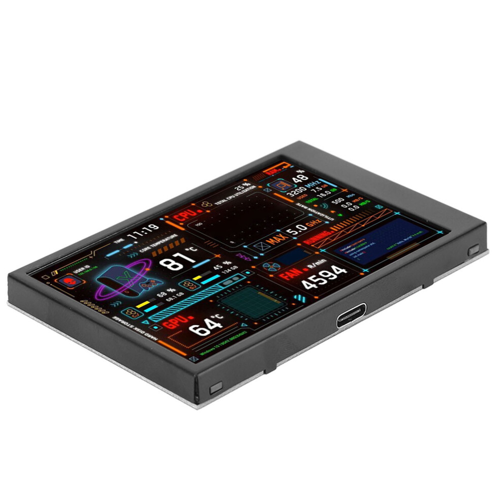 3.5In Cpu Data Monitor With Dual Usb Ports Ips Display & Theme Editor For Pc 8761338756800