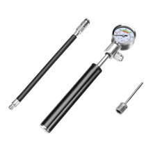 1satz Mountain Bike Air Pump High Pressure with Pressure Gauge Portable Hand Pump for Bicycles Sports Balls American French Nozzles