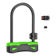 Robust Bicycle Lock, Rust-Free U-Lock with Key, Anti-Theft Protection for Road Bike and Mountain Bike, Portable Green Accessory