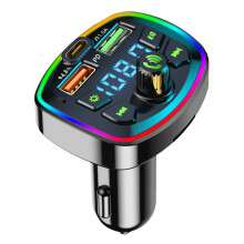 Bluetooth FM Transmitter for Car, 18W PD Fast Charging, 4.8A Dual USB Ports, Type-C, Hands-Free Calls, MP3 Player