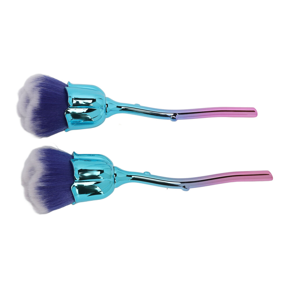 2pcs Rose Handle Nail Dust Brush Set for Makeup & Blusher Powder