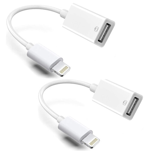 Lightning to USB Camera Adapter, MFi Certified USB 3.0 OTG Cable for iPhone, iPad, White