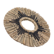Seagrass Wall Mirror, Handwoven Round Hanging Decor, Entryway Bedroom Bathroom, Original Color & Black