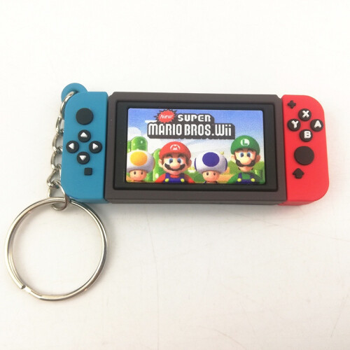 (Mario) Mario Super Keychain Switch Game Console Model Pendant Keyring Doll Mini Gifts