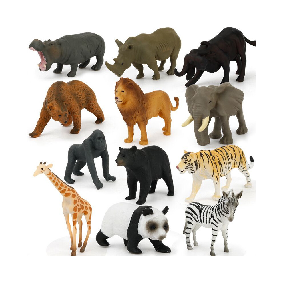 (Wild Animals  12pcs Set) Toys Kids 12pcs Small Plastic Figures Sea Zoo Animal Safari Set Model Wild Ocean