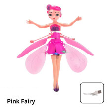 (Pink) Princess Flying Fairy Gesture Suspension Drop Resistant Flying Inductive Toy