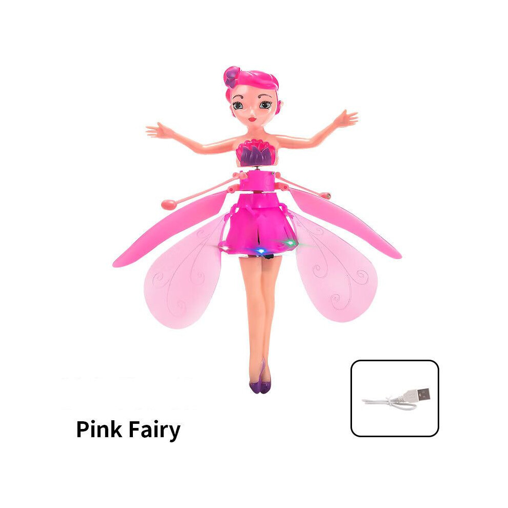 (Pink) Princess Flying Fairy Gesture Suspension Drop Resistant Flying Inductive Toy Pink