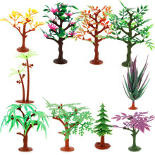 (Trees 10pcs Set) Toys Kids 12pcs Small Plastic Figures Sea Zoo Animal Safari Set Model Wild Ocean