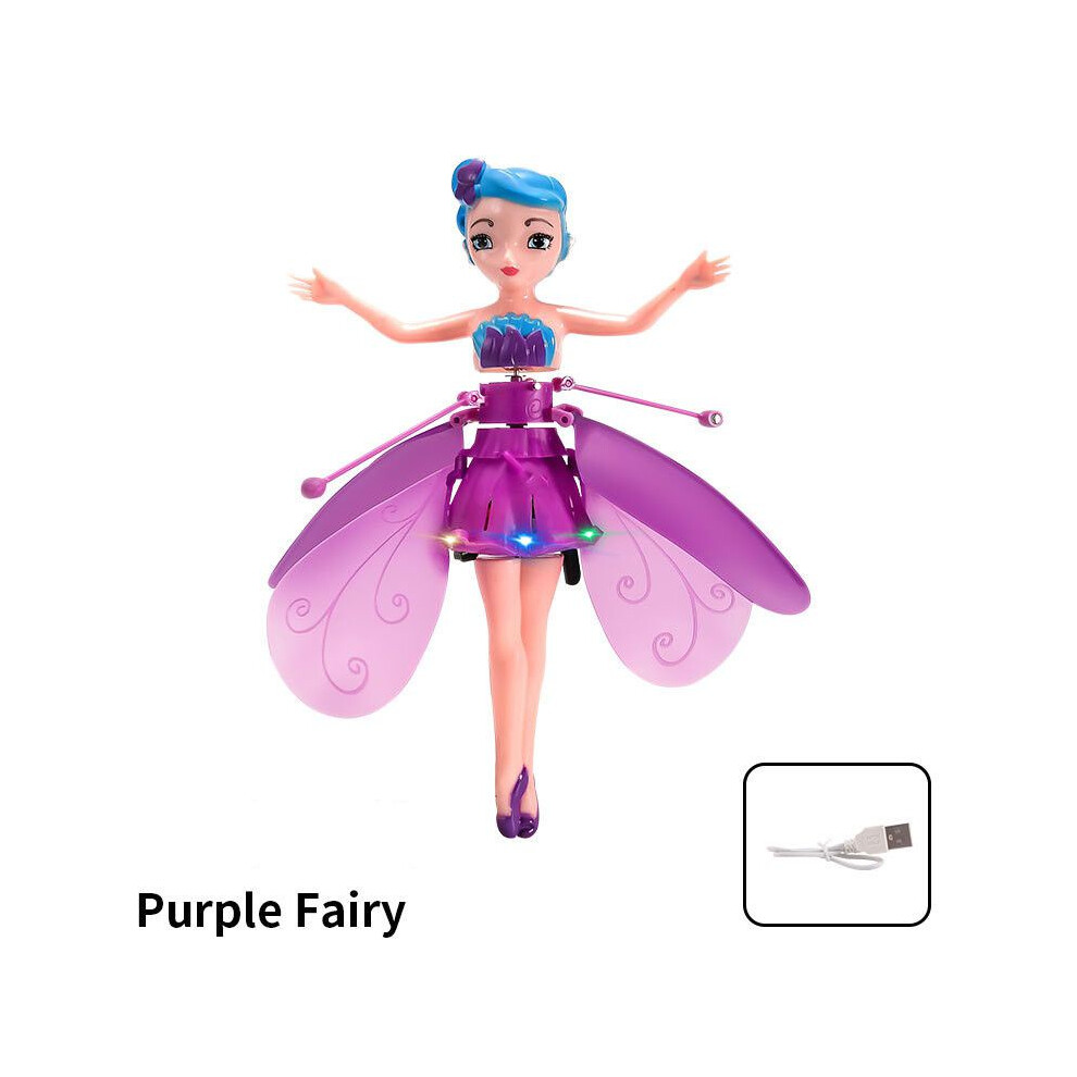 (Purple) Princess Flying Fairy Gesture Suspension Drop Resistant Flying Inductive Toy Purple