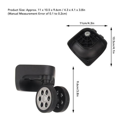 2pcs Black Luggage Wheels Replacement 360 Spin Quiet Casters 1