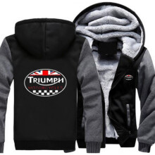 (Black&Gray, XL) Triumph Sweatshirts Hoodies Fashion Warm Winter Jacket Coat Zip Thicken Cardigan
