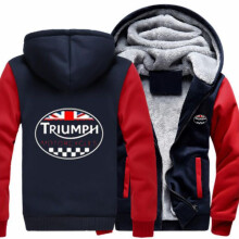 (Navy&Red, 2XL) Triumph Sweatshirts Hoodies Fashion Warm Winter Jacket Coat Zip Thicken Cardigan