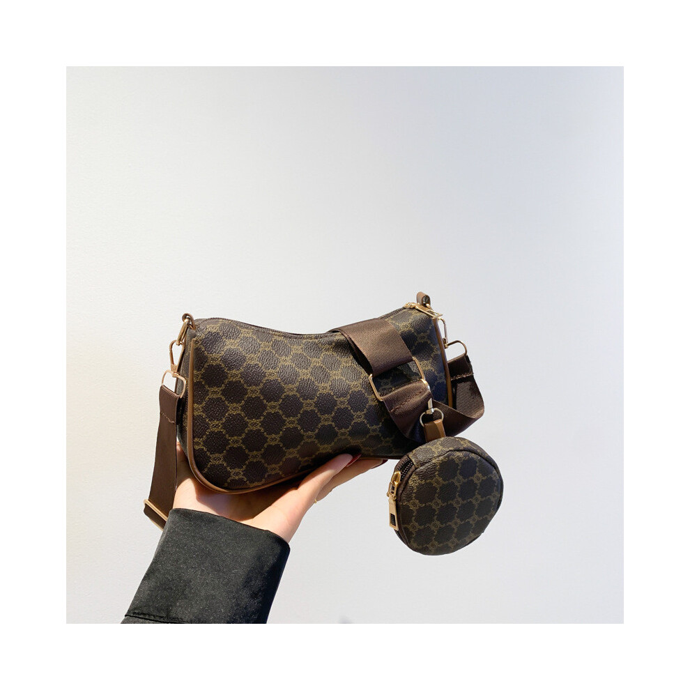 (Brown) Street Style Elegant Womens Pu Crossbody Bag Trendy Plaid Pattern With Mobile Pocket-image-OPC-PJHH8SQ-NEW