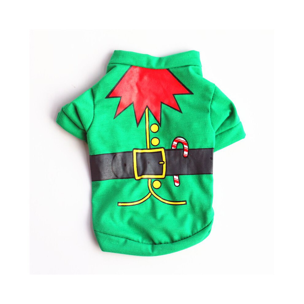 (Green, Large) Cat Dog Puppy Pet Christmas Pullover Santa Elf Vest Tshirt Xssmlxl Clothes